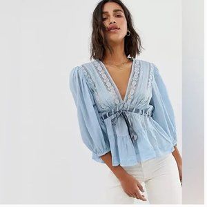 Free People Favorite Romance Tunic Sky Blue sz Small